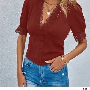 Large Lace Button front Blouse